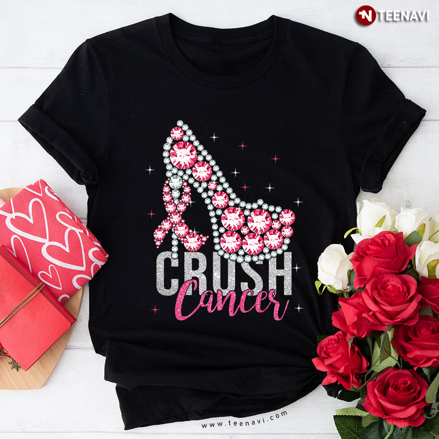 Crush Cancer High Heel Breast Cancer Awareness T-Shirt