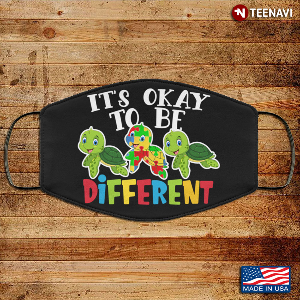 It Is Ok To Be Different Puzzle Piecce Turtle Washable Reusable Custom