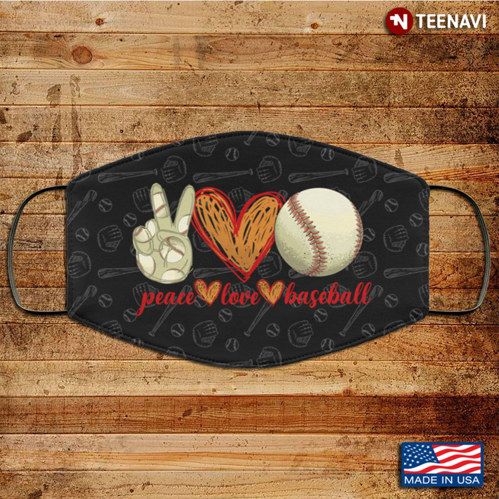 Love Peace Baseball Washable Reusable Custom Baseball Lovers Facemask