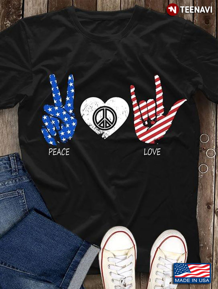 Peace Love American Flag Hand Sign ASL Language