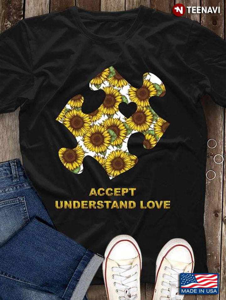 Sunflower Autism Awareness Accept Understand Love New Version