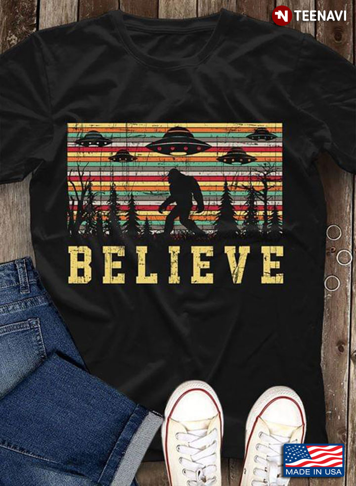 Bigfoot Believe UFO Retro