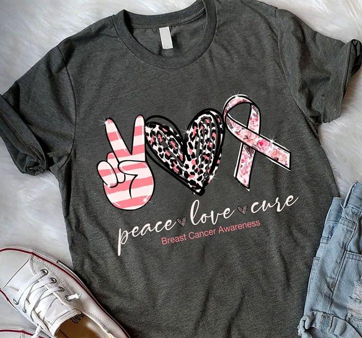 Peace Love Cure Breast Cancer Awareness Black Version