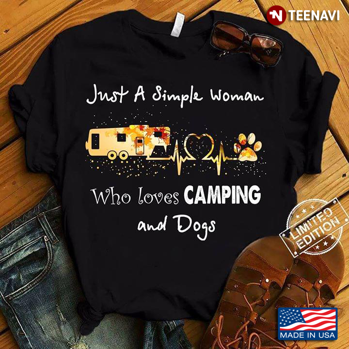 Camping Car Heartbeat And Dog Paw Just A Simple Woman Who Loves Camping And Dogs