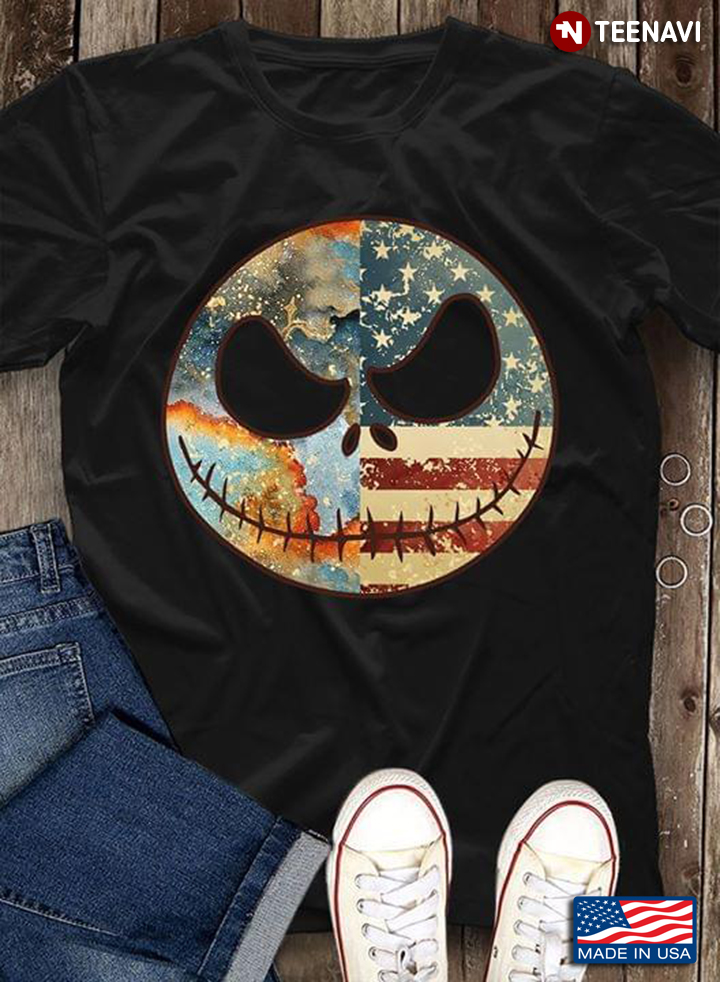 Jack Skellington American Flag T-Shirt