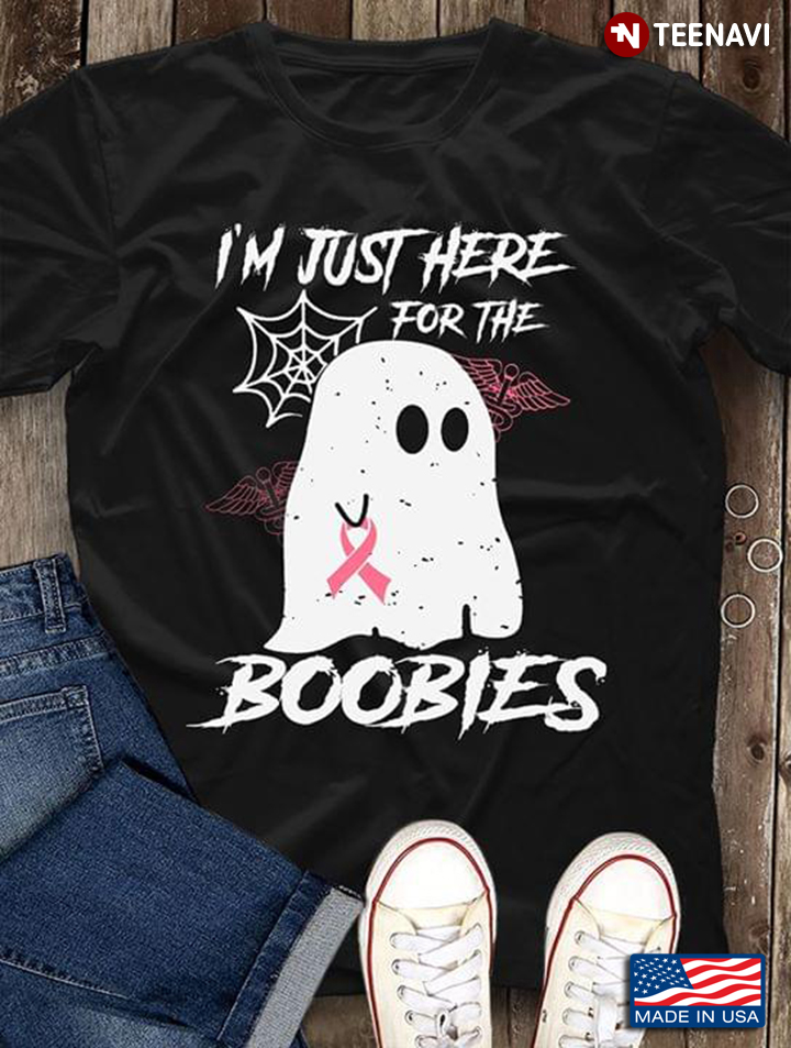 Ghost EMT I'm Just Here For The Boobies Breast Cancer Awareness