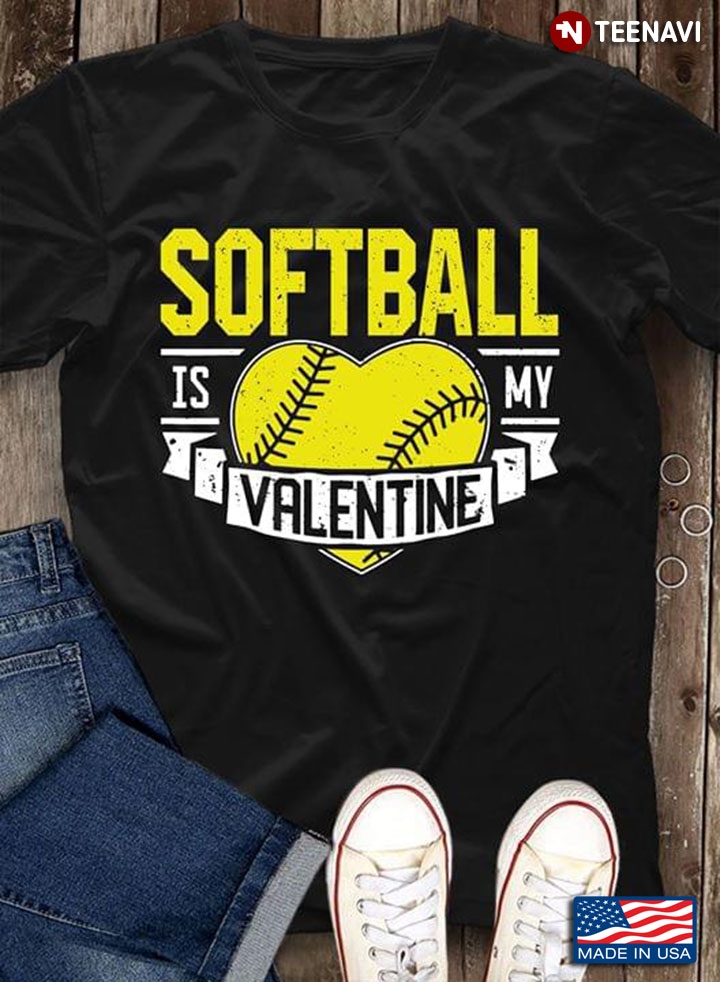 Heart Baseball Ball Softball Is My Vallentine