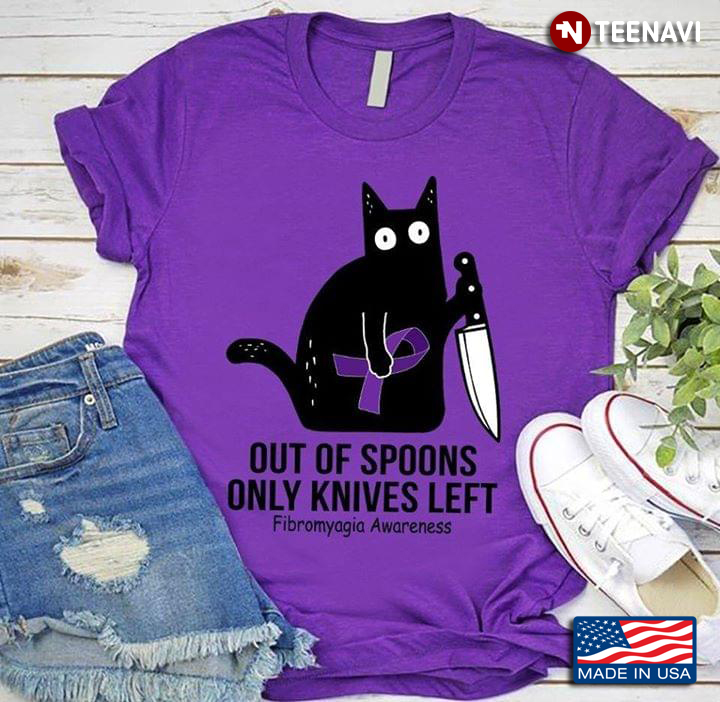 Black Cat Out Of Spoons Only Knives Left Finromyagia Awareness