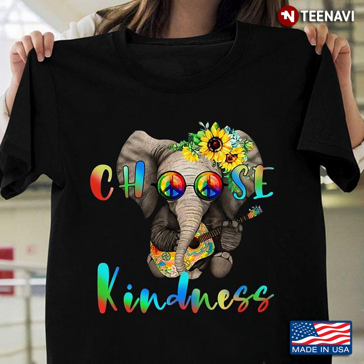 Peace Sign LGBT Elephant With Guitar Choose Kindness
