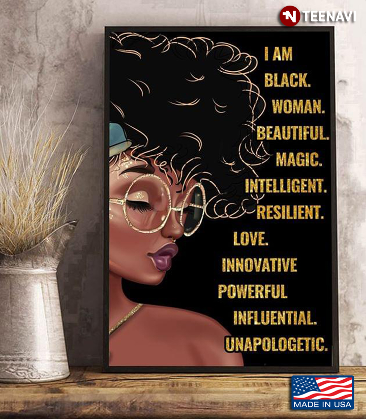 Vintage Black Girl With Glasses I Am Black Woman, Beautiful, Magic, Intelligent