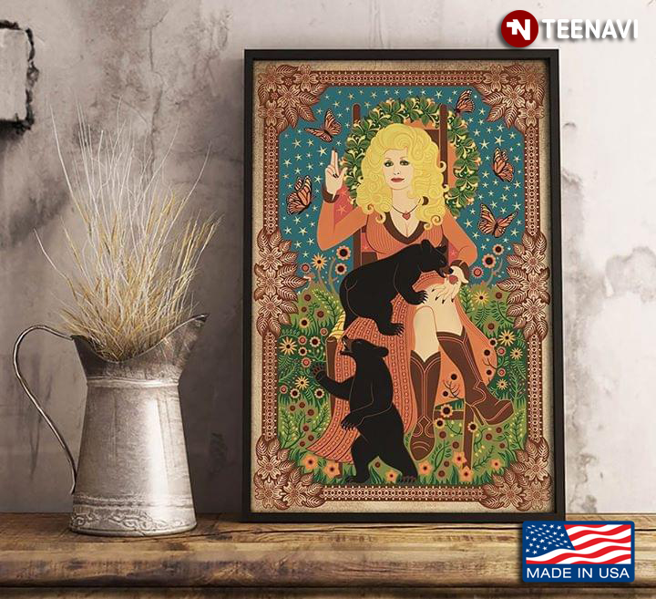 Dolly Parton With Bears And Butterflies In Garden 252 Piece Puzzle 