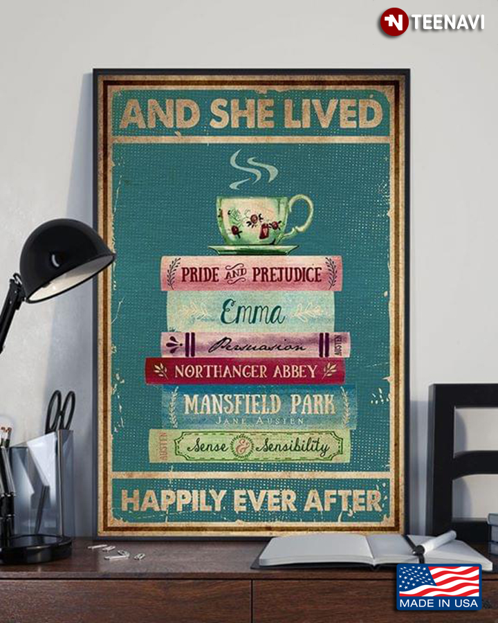 Vintage Girl Loves Coffee And Books And She Lived Happily Ever After