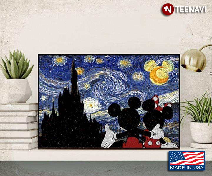 Disney Mickey Mouse & Minnie Mouse In The Starry Night Vincent Van Gogh