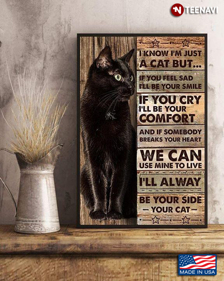 Vintage Black Cat I Know I'm Just A Cat But ... If You Feel Sad I'll Be Your Smile