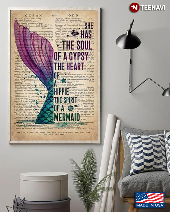 Vintage Dictionary Theme Mermaid She Has The Soul Of A Gypsy The Heart Of A Hippie