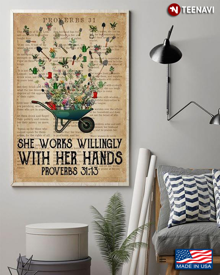 Vintage Dictionary Theme Gardener Proverbs 31:13 She Works Willingly With Her Hands