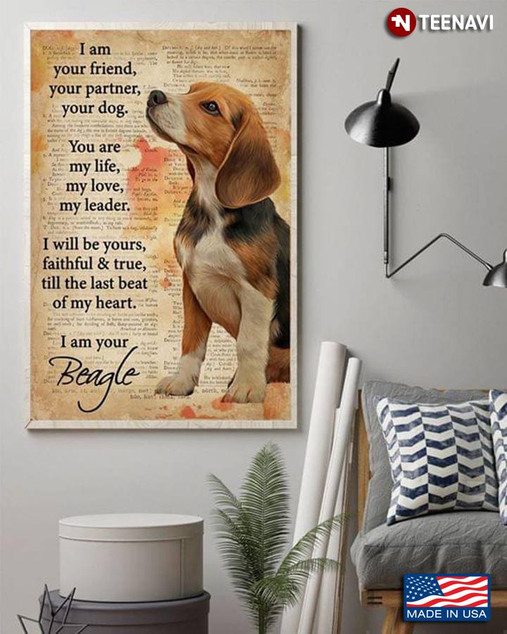 Vintage Dictionary Theme Beagle I Am Your Friend, Your Partner, Your Dog
