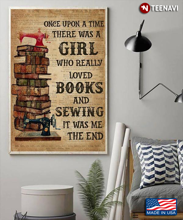 Vintage Dictionary Theme Once Upon A Time There Was A Girl Who Really Loved Books & Sewing