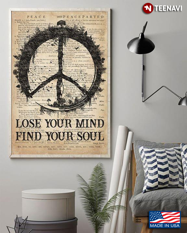Vintage Dictionary Theme Hippie Peace Sign Lose Your Mind Find Your Soul