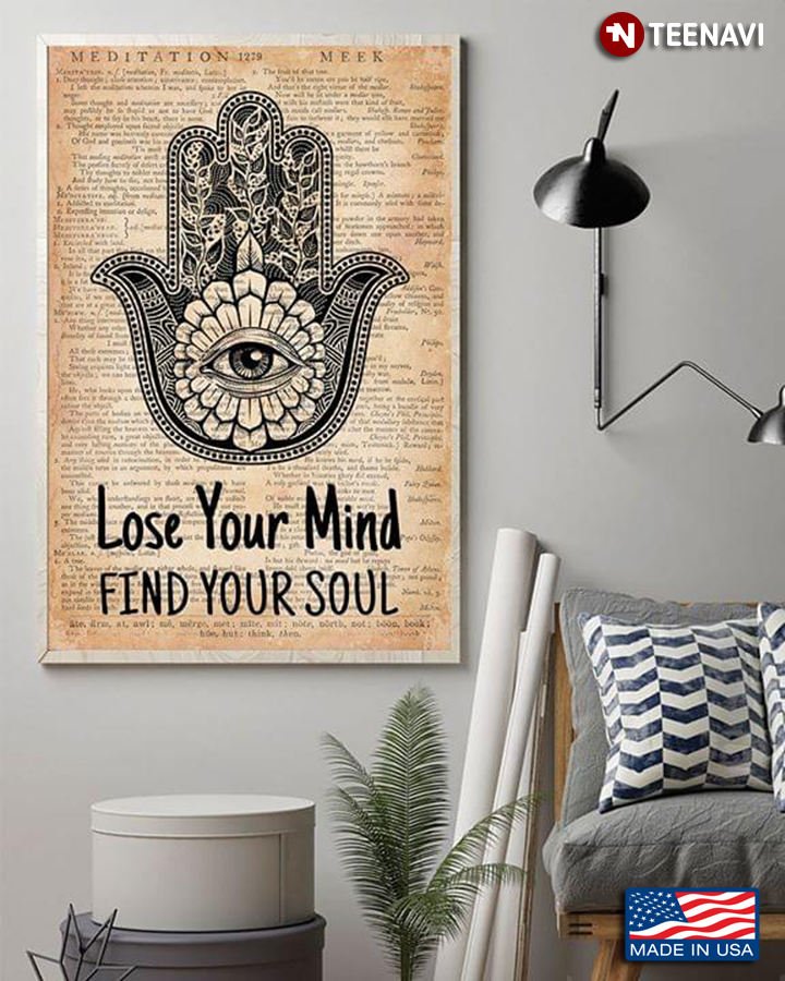 Vintage Meditation Symbol Hamsa & Evil Eye Lose Your Mind Find Your Soul