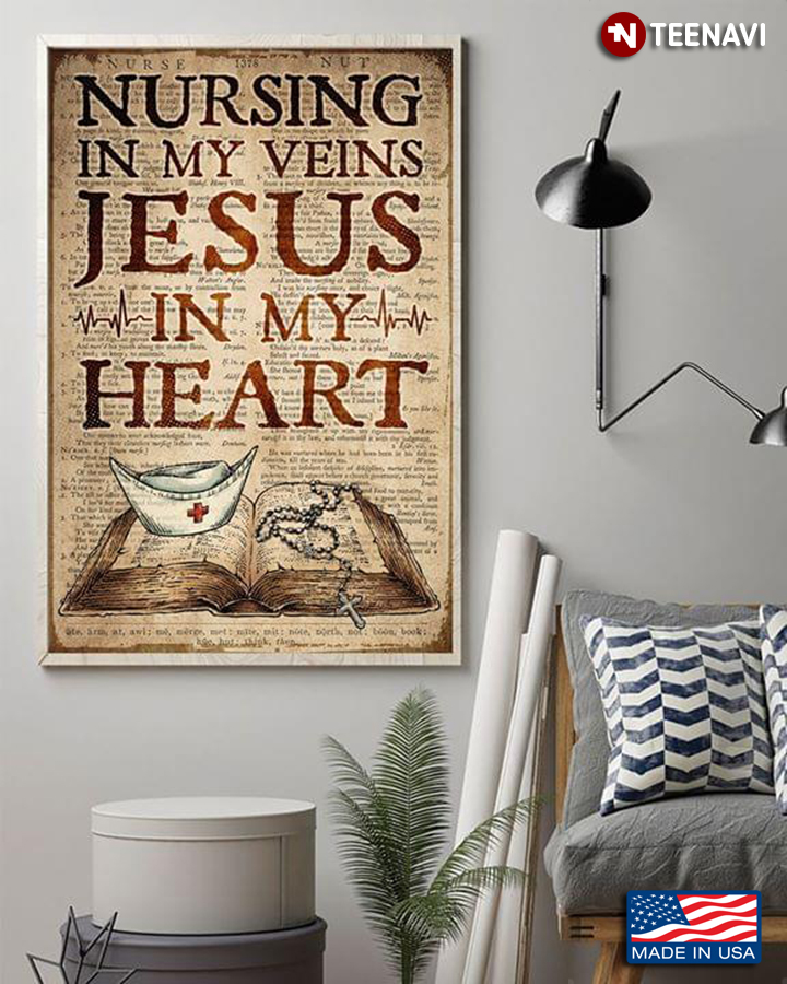 Vintage Dictionary Theme Nurse Nursing In My Veins Jesus In My Heart