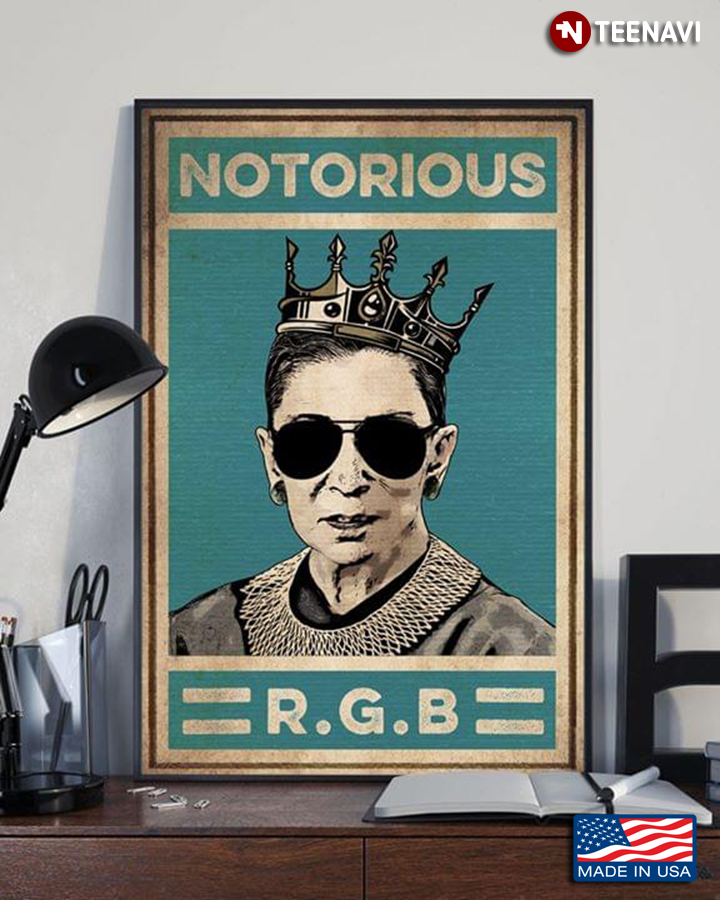 Vintage Ruth Bader Ginsburg Wearing Crown & Glasses Notorious R.G.B