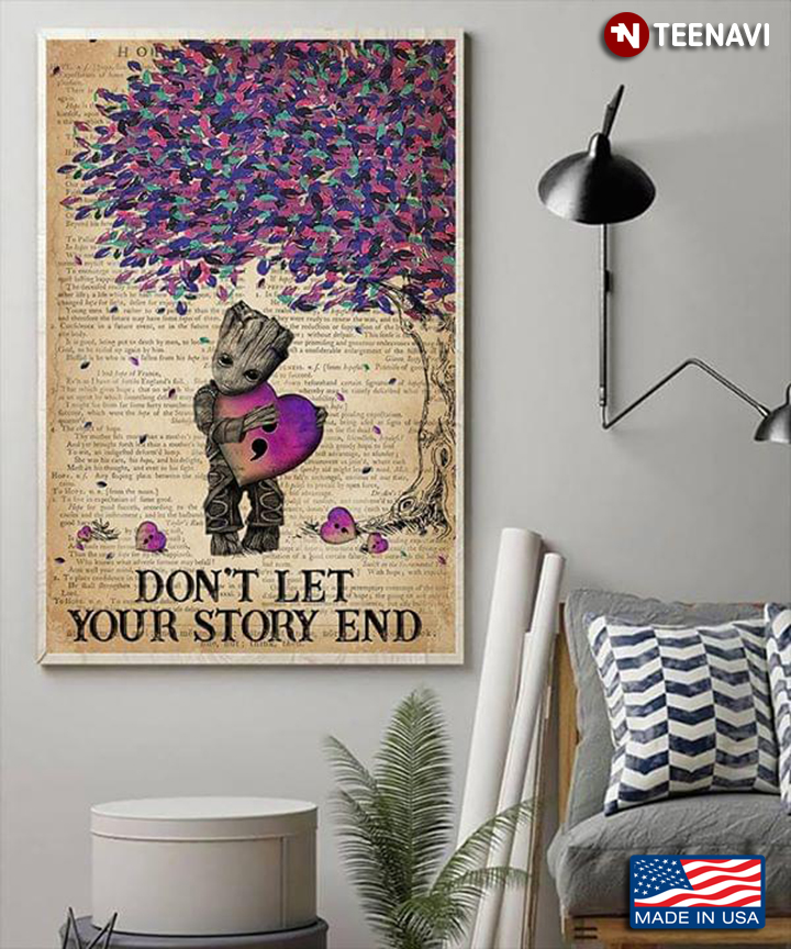 Vintage Baby Groot Hugging Semicolon Heart Suicide Loss Awareness Don't Let Your Story End