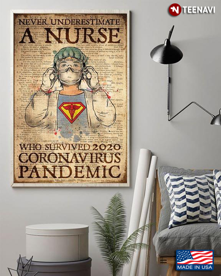 Vintage Dictionary Theme Nurse Never Underestimate A Nurse Who Survived 2020 Coronavirus Pandemic
