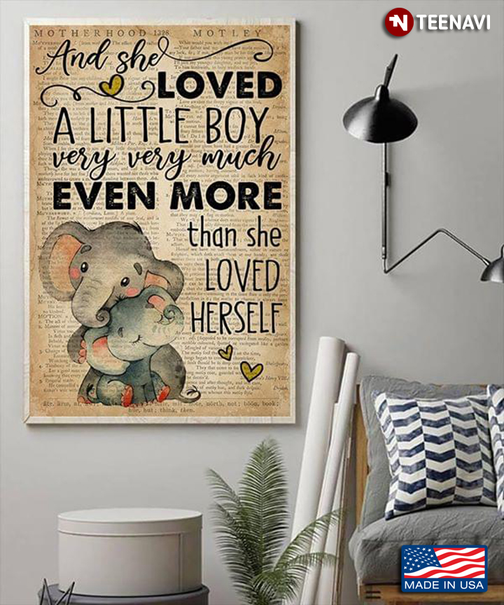 Vintage Dictionary Theme Elephants And She Loved A Little Boy Very Very Much Even More Than She Loved Herself