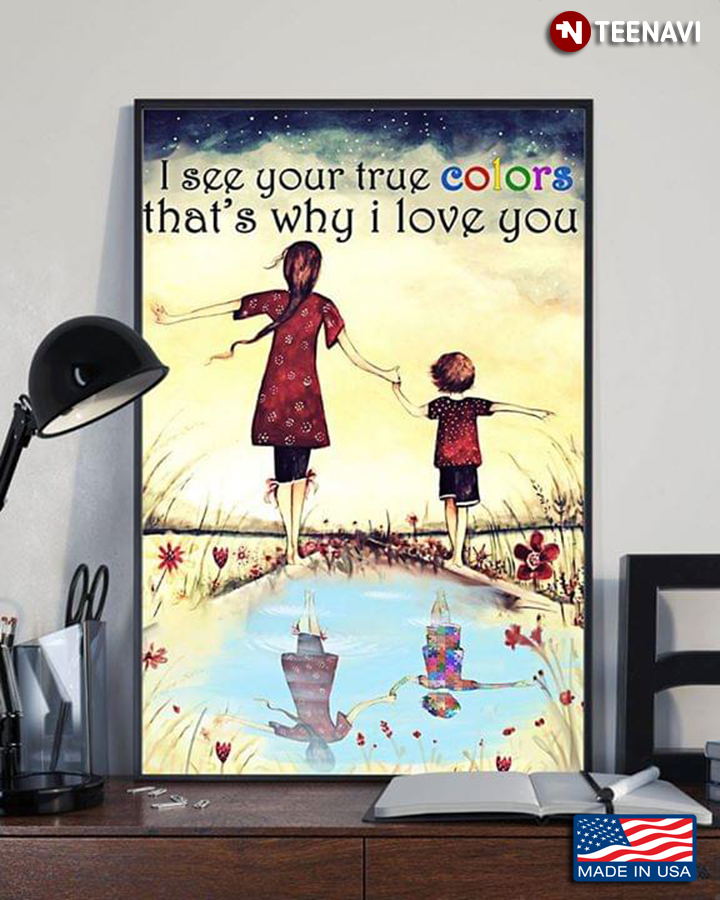 Vintage Mom & Baby Autism Awareness I See Your True Colors & That’s Why I Love You