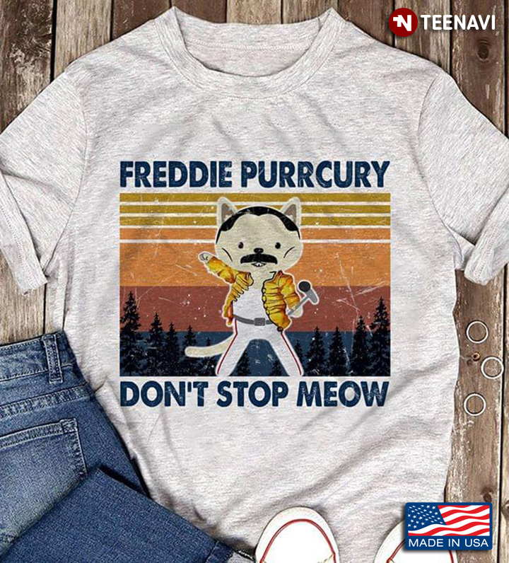 Cat Mashup Freddie Purrcury Don't Stop Meow Vintage