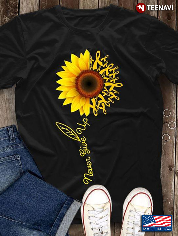 Sunflower And Ribbon Awareness Never Give Up