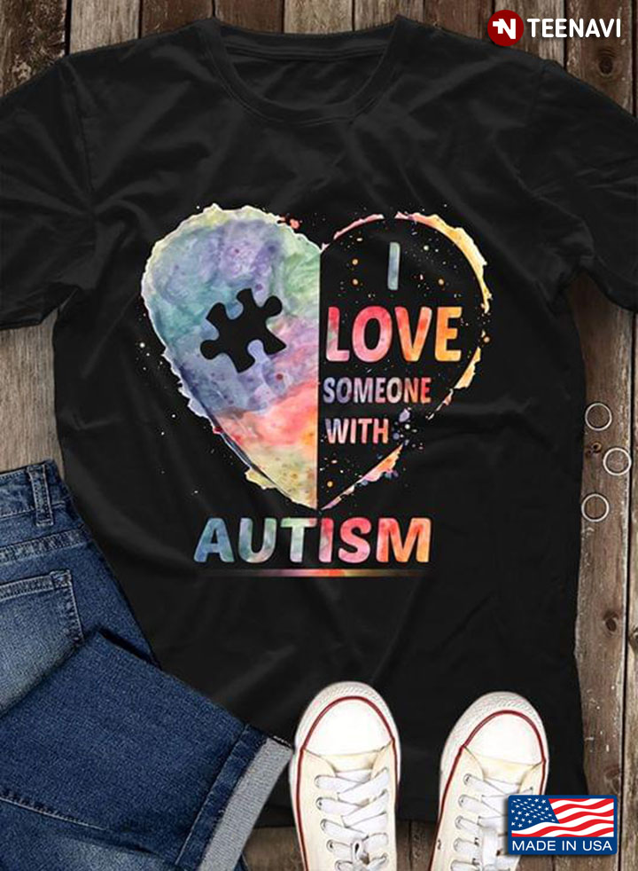 Puzzle Pieces And Heart I Love Someone With Autism