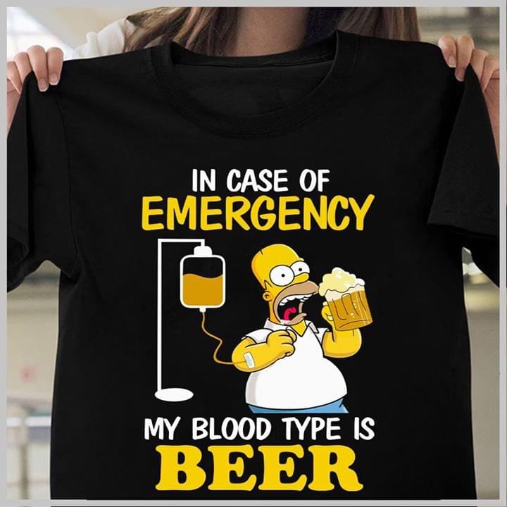 Homer Simpson In Case Of Emergency My Blood Type Is Beer