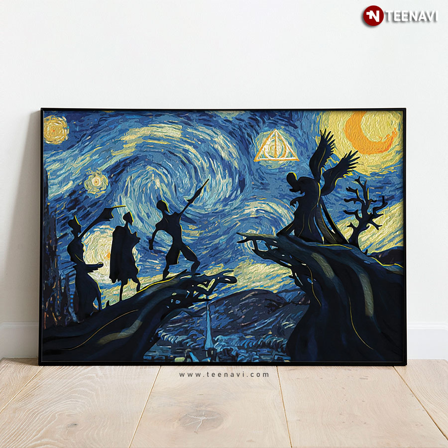 Harry Potter And The Deathly Hallows In The Starry Night Vincent Van Gogh Poster