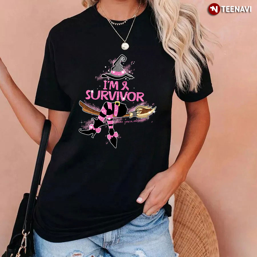 Witch I'm A Survivor Breast Cancer Awareness T-Shirt