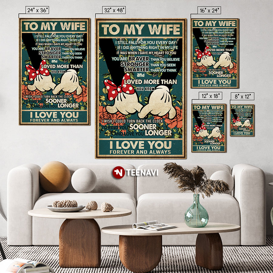 Vintage Disney Mickey Mouse Minnie Mouse Holding Hands In Flower Garden I Still Fall For You Everyday