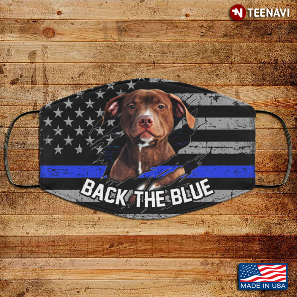 Pitbull Dog Back The Blue Thin Blue Line Police American Flag Washable Reusable Custom