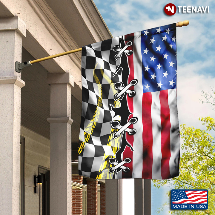 Dirt Track Racing And American Garden Flag