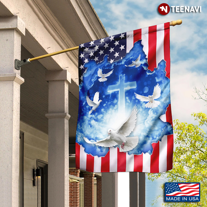 Jesus American Flag QNN84Fv1 House Flag Garden Flag God Bless America 