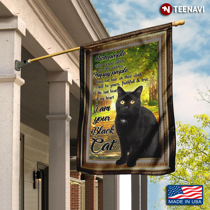 Black Cat Happy People Have Cat Hair On Their Clothes Garden Flag