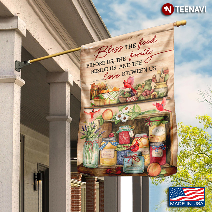 Bless Us Kitchen With Red Cardinal Garden Flag