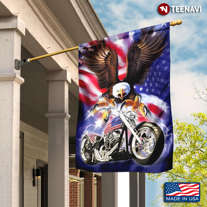 Motorcyle Biker American Eagle Garden Flag