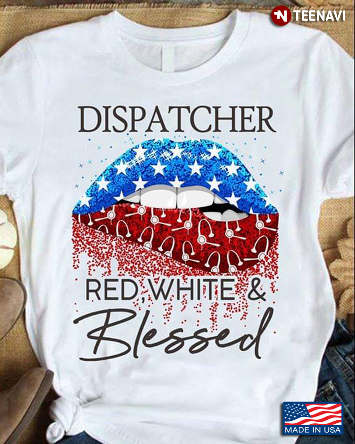 Dispatcher Red White And Blessed Colorful Blink Lips With Stars