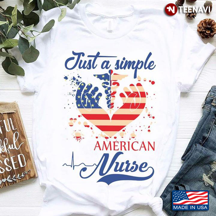 Just A Simple American Nurse Ceduceus Nurse Symbol Mix American Flag