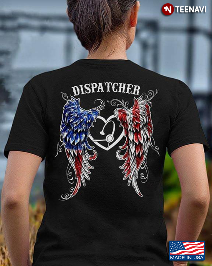 Dispatcher With American Flag Angel Wings