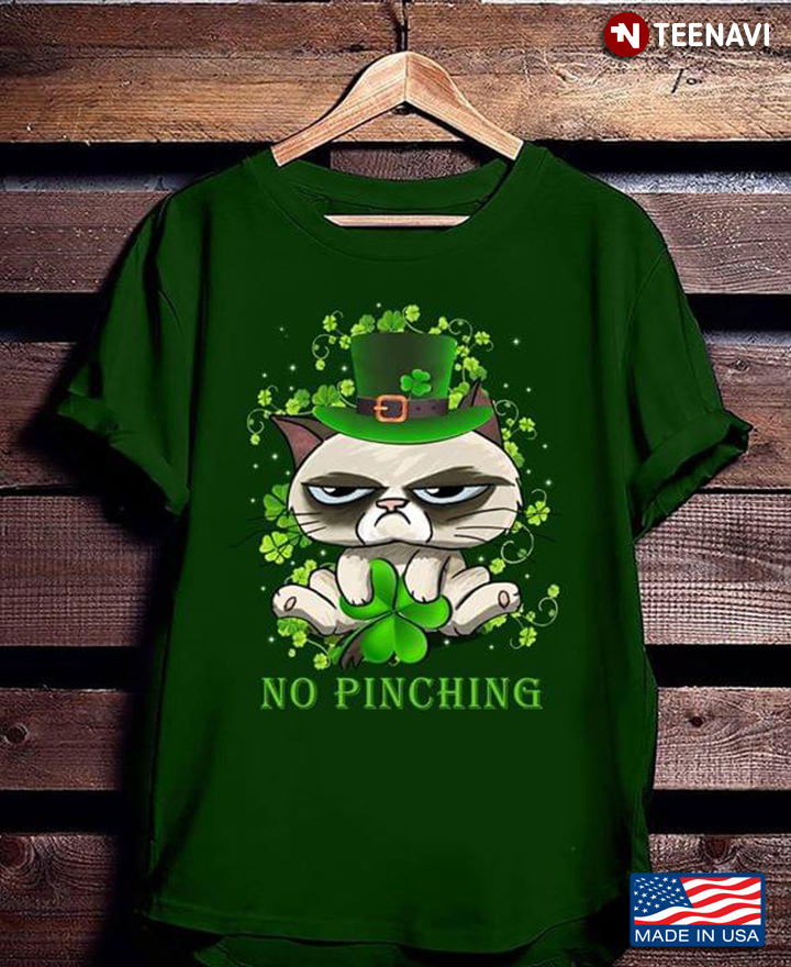 No Pinching Angry Cat Among Four Leaf Clover