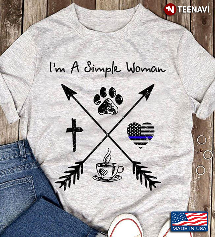 I’m A Simple Woman Love Dog God Coffee And American Flag Heart