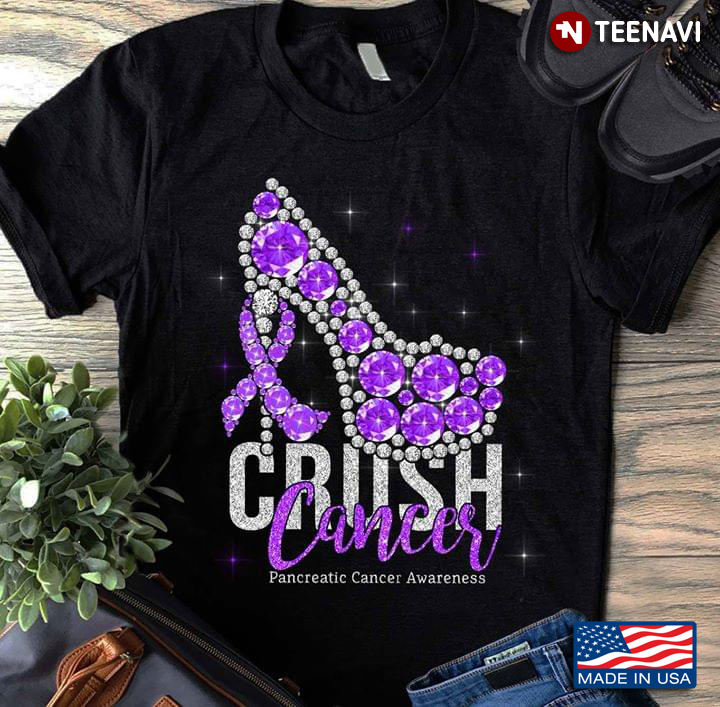 Crush Cancer Pancreatic Cancer Awareness Purple Ribbon Butterfly