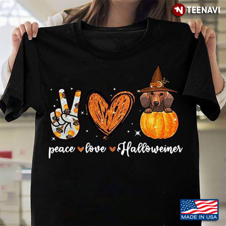Weiner Halloween Peace Love Halloweiner
